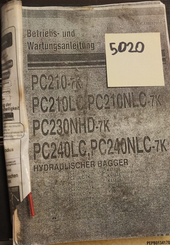 KOMATSU PC210-7K PC210NLC-7K PC230NHD-7K PC240LN PC240NLC-7K instrukcja obsługi
