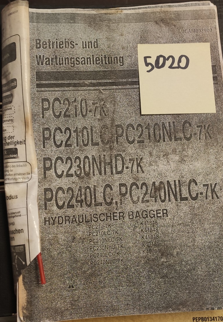 KOMATSU PC210-7K PC210NLC-7K PC230NHD-7K PC240LN PC240NLC-7K instrukcja obsługi