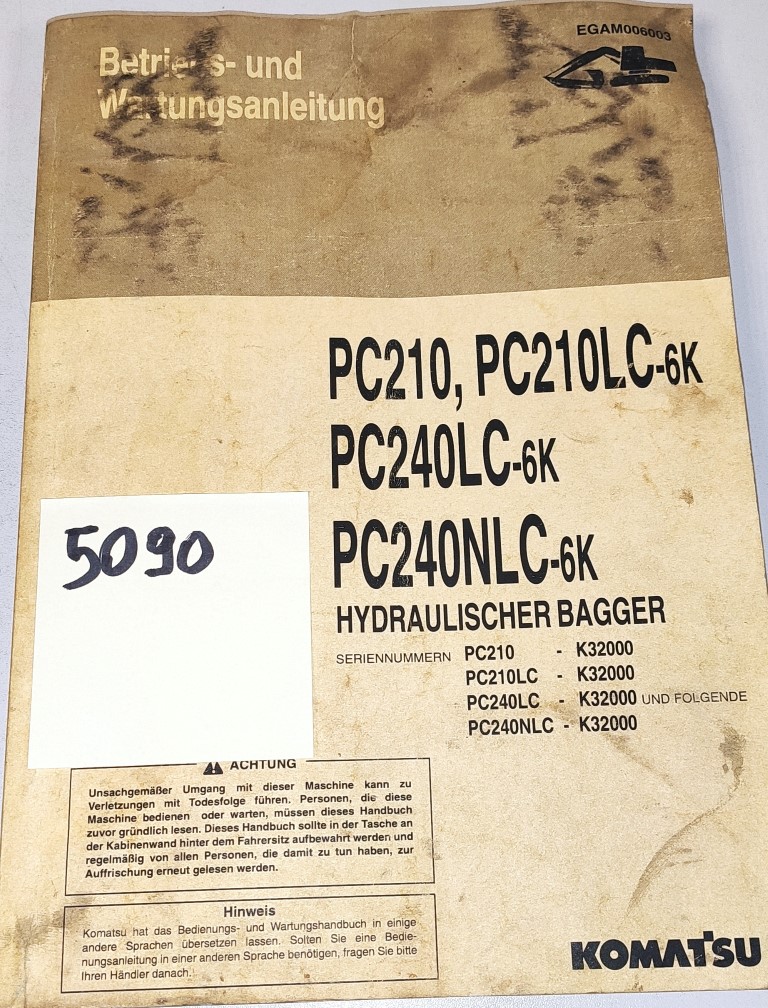 KOMATSU PC210 PC210LC PC240LC PC240NLC instrukcja obsługi