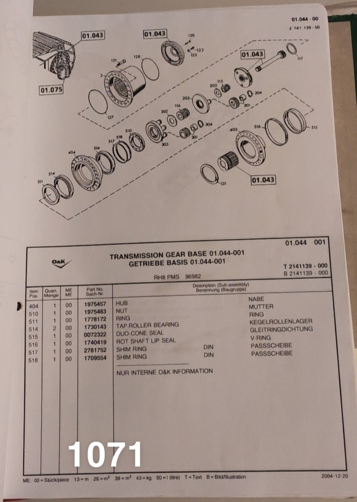 O&K RH8 Koparka gąsienicowa instrukcja obsługi + katalog części zamiennych DTR