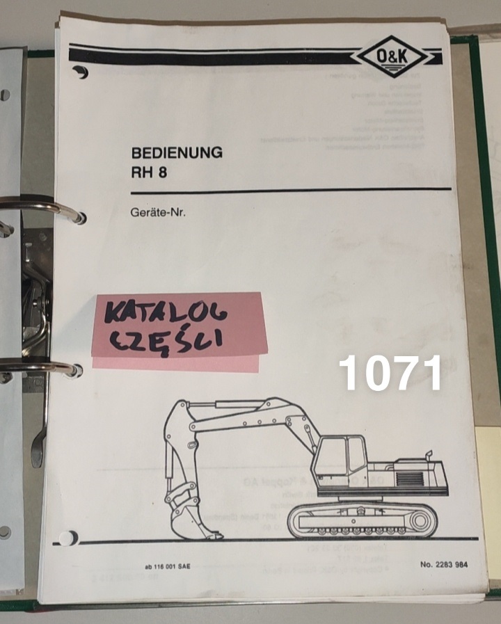 O&K RH8 Koparka gąsienicowa instrukcja obsługi + katalog części zamiennych DTR